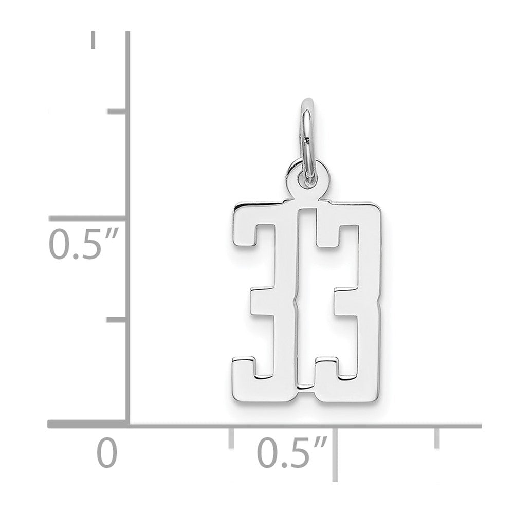 Sterling Silver/Rhodium-plated Elongated Number 33 Charm