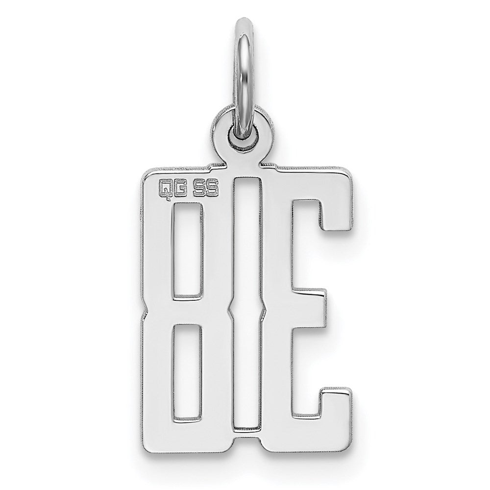 Sterling Silver/Rhodium-plated Elongated Number 38 Charm