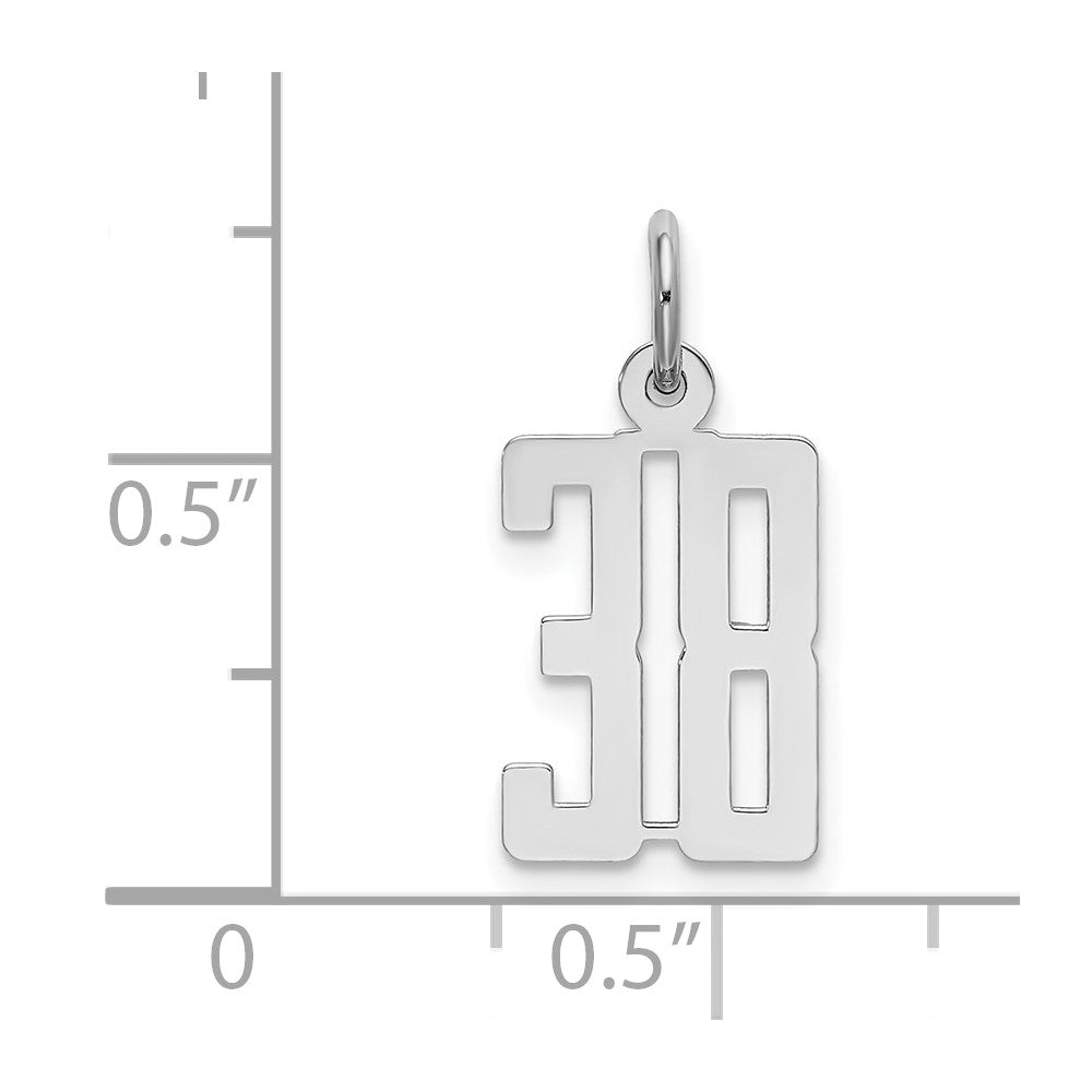 Sterling Silver/Rhodium-plated Elongated Number 38 Charm