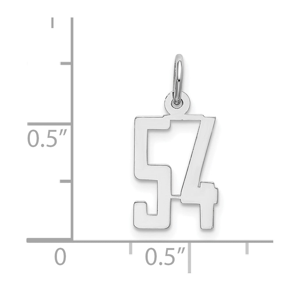 Sterling Silver/Rhodium-plated Elongated Number 54 Charm
