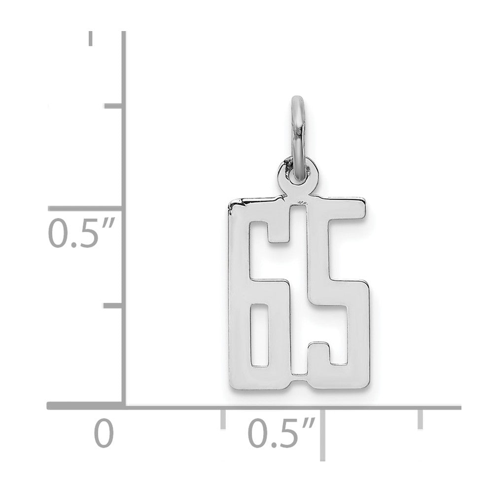 Sterling Silver/Rhodium-plated Elongated Number 65 Charm
