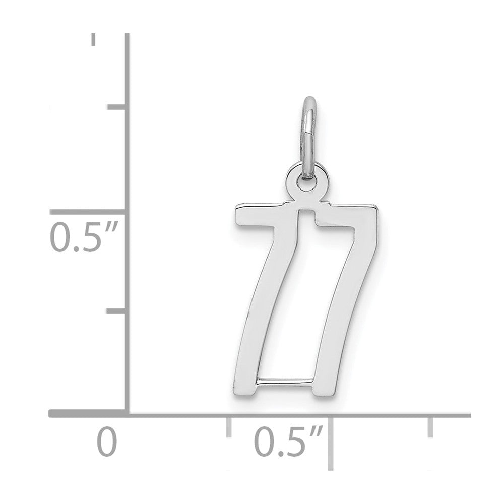 Sterling Silver/Rhodium-plated Elongated Number 77 Charm