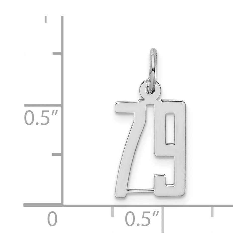 Sterling Silver/Rhodium-plated Elongated Number 79 Charm