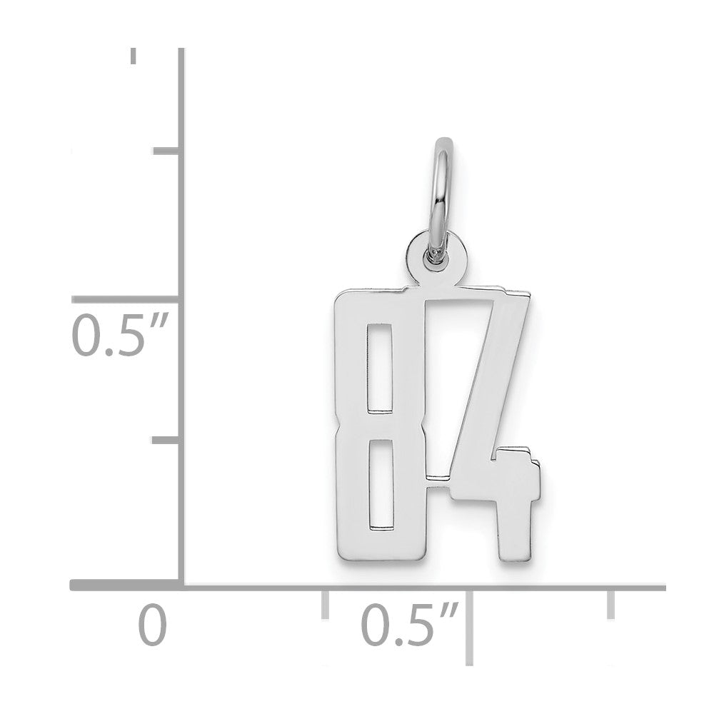 Sterling Silver/Rhodium-plated Elongated Number 84 Charm