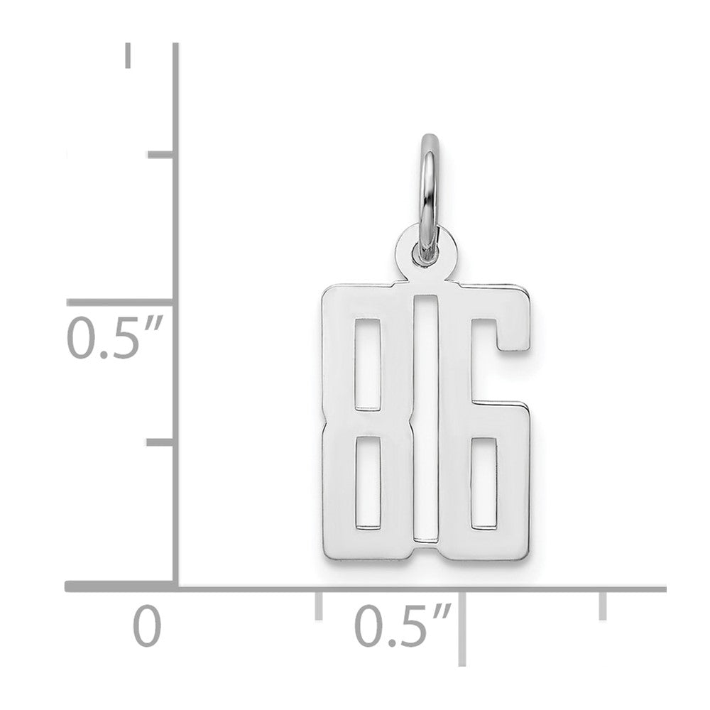 Sterling Silver/Rhodium-plated Elongated Number 86 Charm