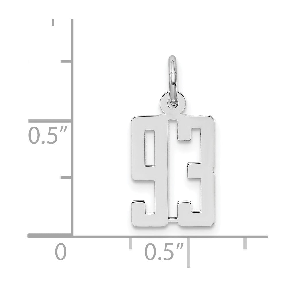 Sterling Silver/Rhodium-plated Elongated Number 93 Charm
