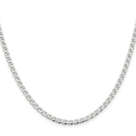 Sterling Silver 3.15mm D/C Flat Anchor Curb Chain Anklet