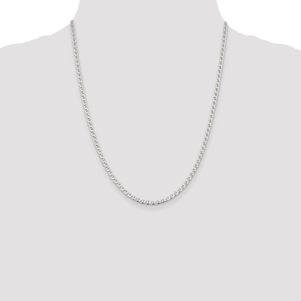 Sterling Silver 3.15mm D/C Flat Anchor Curb Chain Anklet