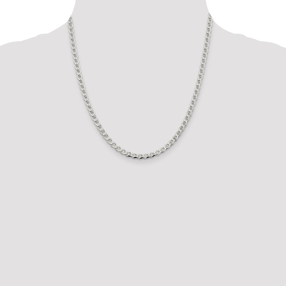Sterling Silver 4.0mm D/C Flat Anchor Curb Chain