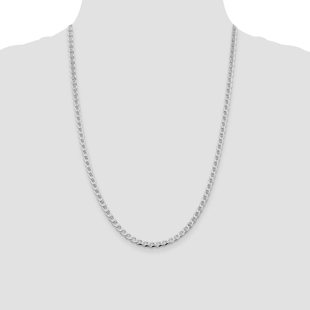Sterling Silver Rhodium-plated 4.0mm D/C Flat Anchor Curb Chain
