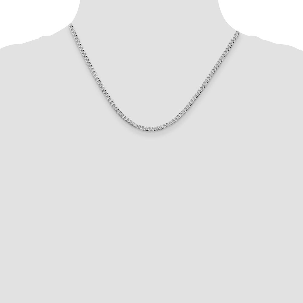 Sterling Silver Rhodium-plated 3.2mm Beveled Curb Chain