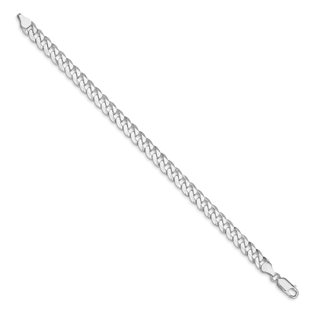 Sterling Silver Rhodium-plated 7mm Beveled Curb Chain