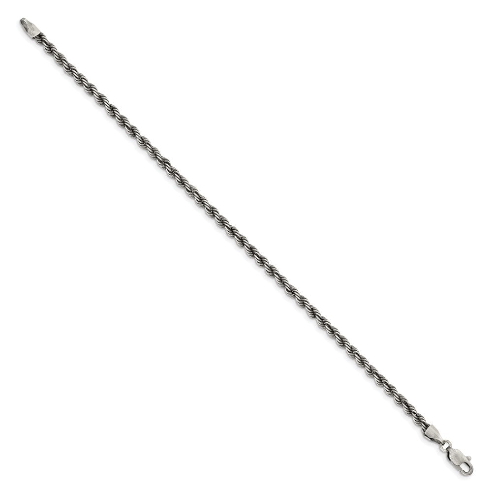 Sterling Silver Ruthenium-plated 3.4mm Rope Chain