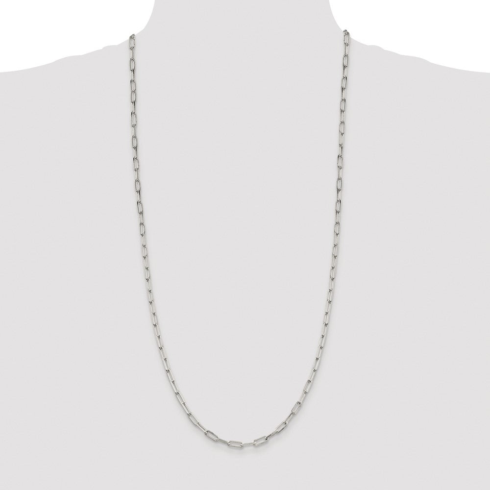 Sterling Silver Rhodium-plated 4.25mm Elongated Open Link Chain