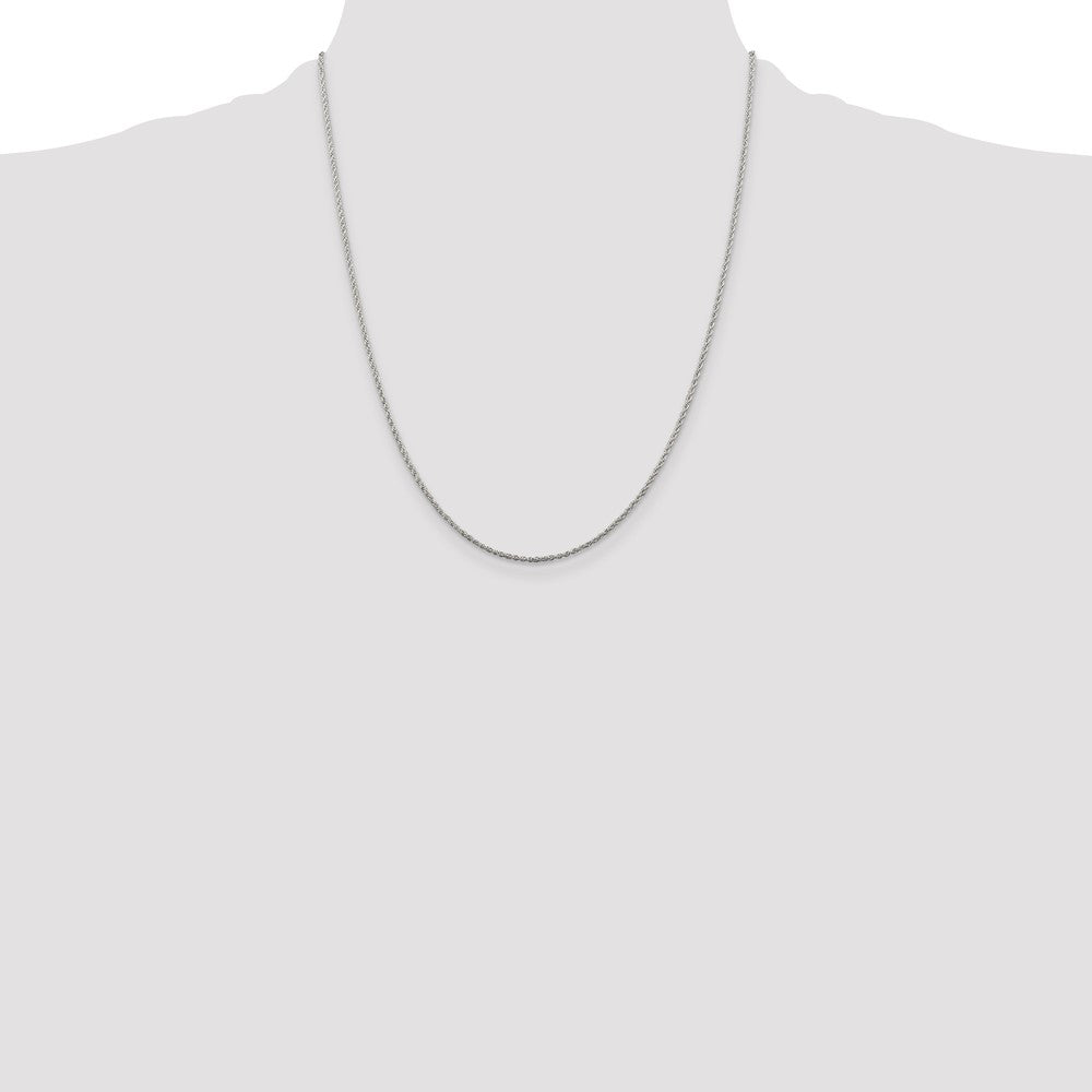 Sterling Silver Rhodium-plated 1.3mm Loose Rope Chain w/4in ext.
