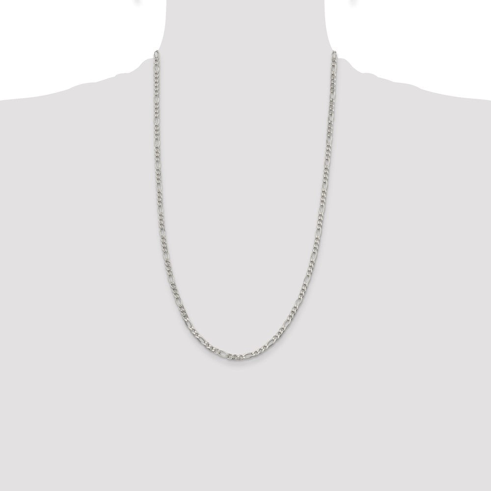 Sterling Silver 4mm Pav Flat Figaro Chain