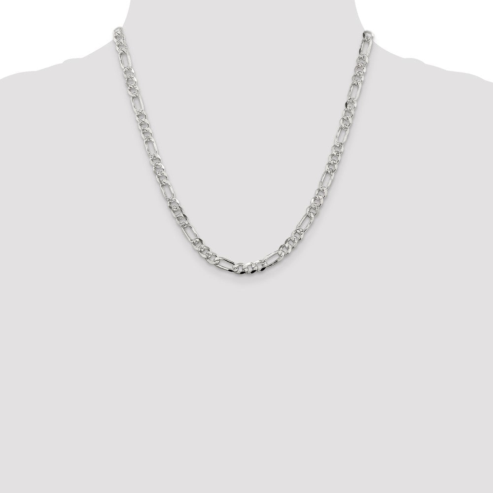 Sterling Silver 5.5mm Pav Flat Figaro Chain