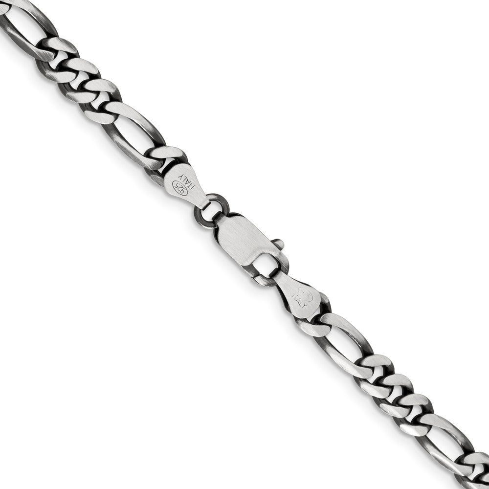 Sterling Silver Antiqued 5.5mm Figaro Chain