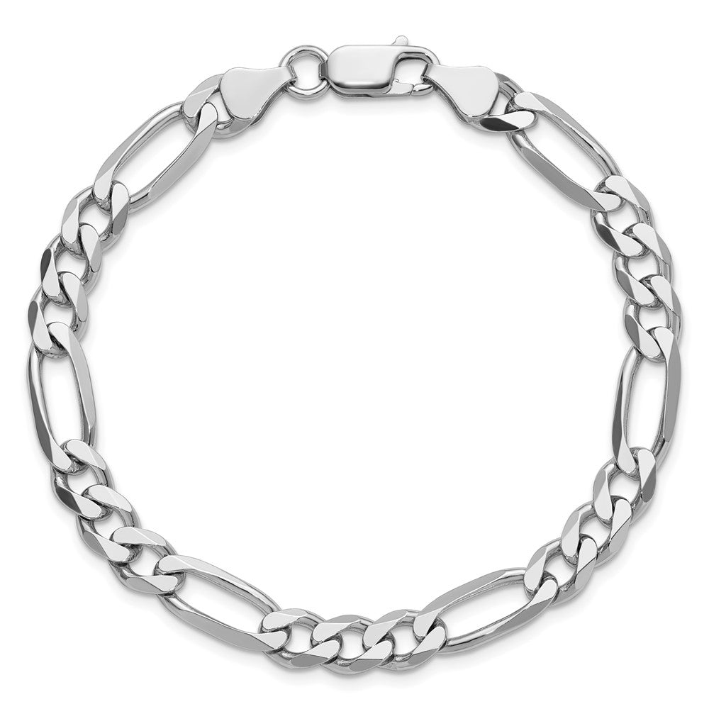 Sterling Silver Rhodium-plated 6.5mm Figaro Chain
