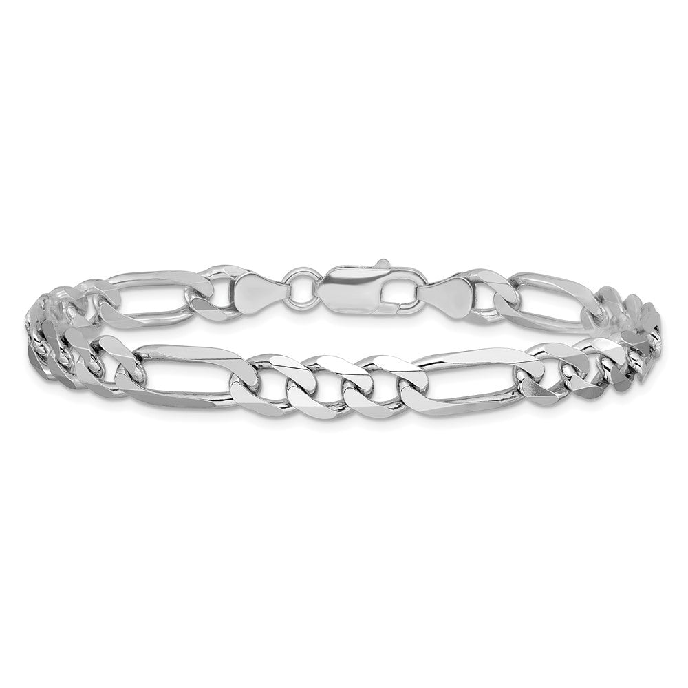 Sterling Silver Rhodium-plated 7.5mm Figaro Chain