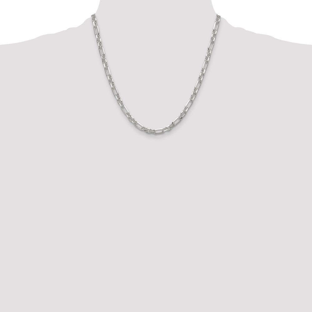 Sterling Silver D/C 6mm 3 Short Plus 1 Long Cable Link Chain