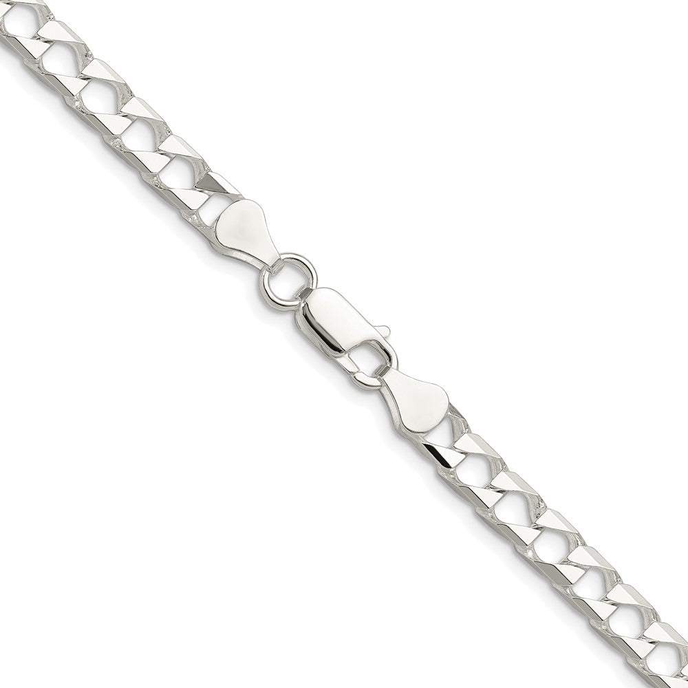 Sterling Silver Rhodium-plated 5.75mm D/C Square Curb Chain