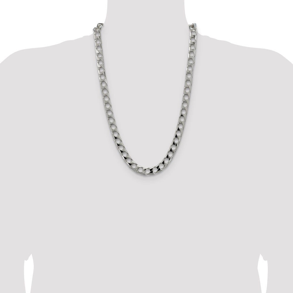 Sterling Silver 10.3mm D/C Square Curb Chain