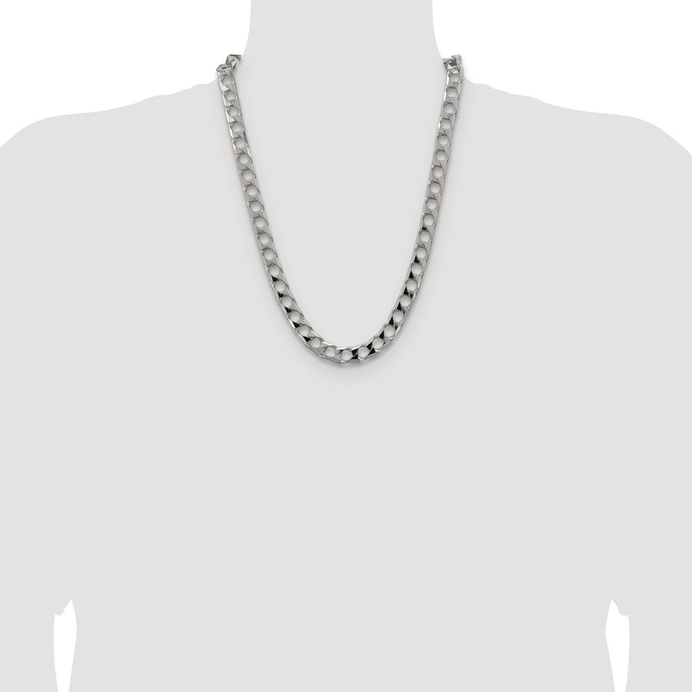 Sterling Silver Rhodium-plated 10.3mm D/C Square Curb Chain