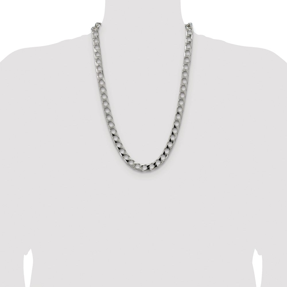 Sterling Silver Rhodium-plated 10.3mm D/C Square Curb Chain