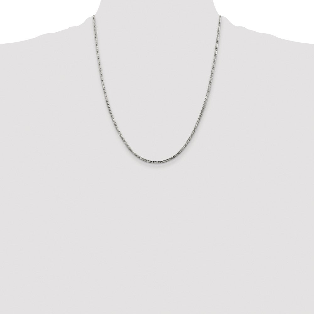 Sterling Silver Rhodium-plated 2mm Diamond-cut Round Franco Chain