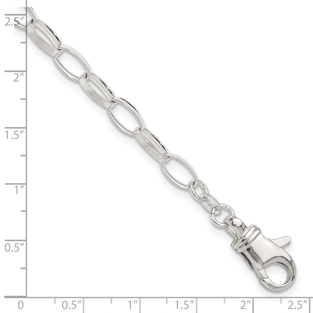 Sterling Silver 9inch Solid Polished Fancy Link Anklet