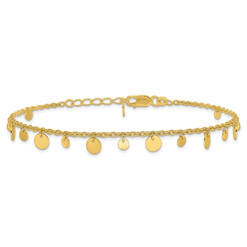 Affordable Expressions Sterling Silver Gold-tone Circle Disc 9 inch Plus 1 inch Extender - Total 10 inch Anklet