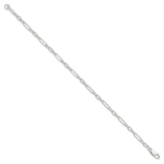 Sterling Silver Fancy Link Anklet