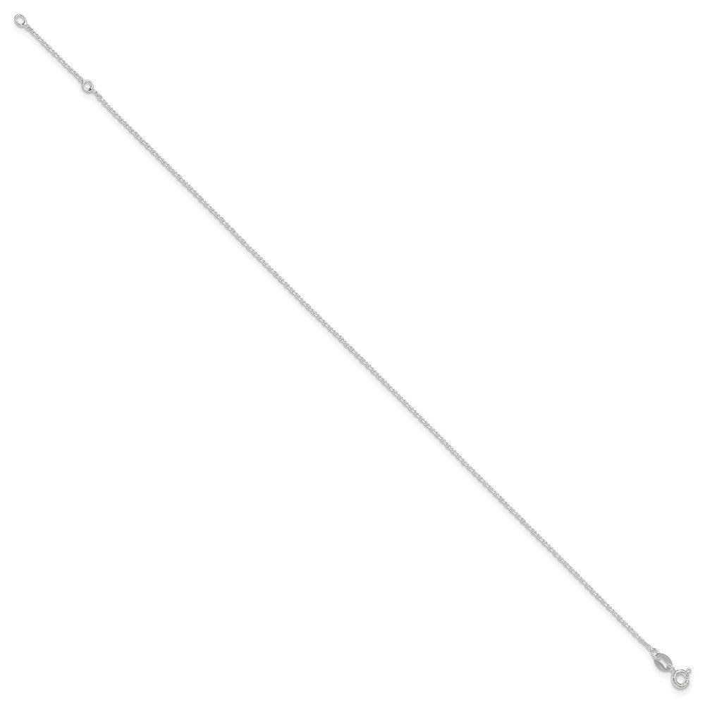 Sterling Silver 1mm Cable Chain 10 inch Plus 1 inch Extender - Total 11 inch Anklet