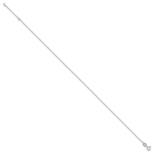Sterling Silver 1mm Cable Chain 10 inch Plus 1 inch Extender - Total 11 inch Anklet