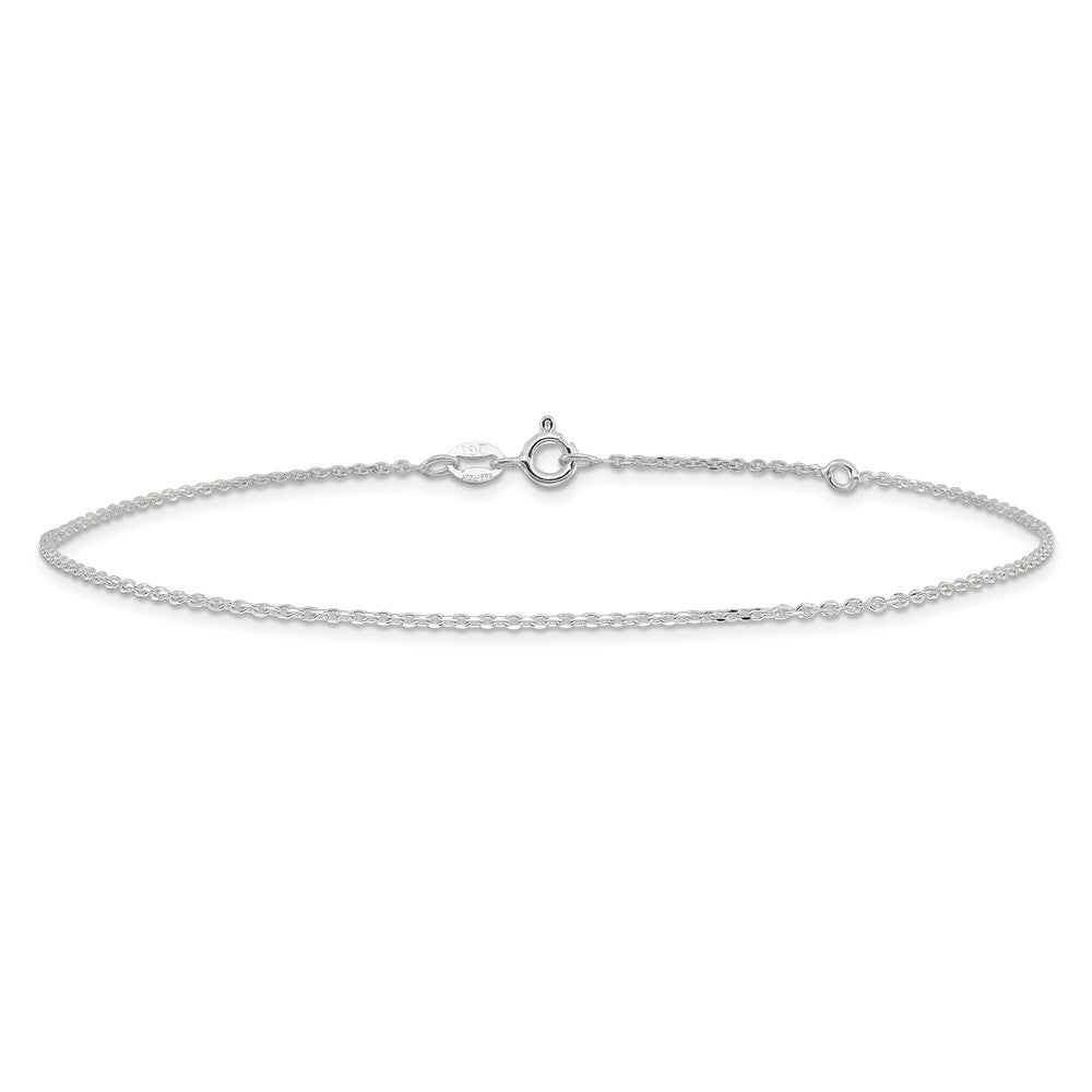 Sterling Silver 1mm Cable Chain 9 inch Plus 1 inch Extender - Total 10 inch Anklet