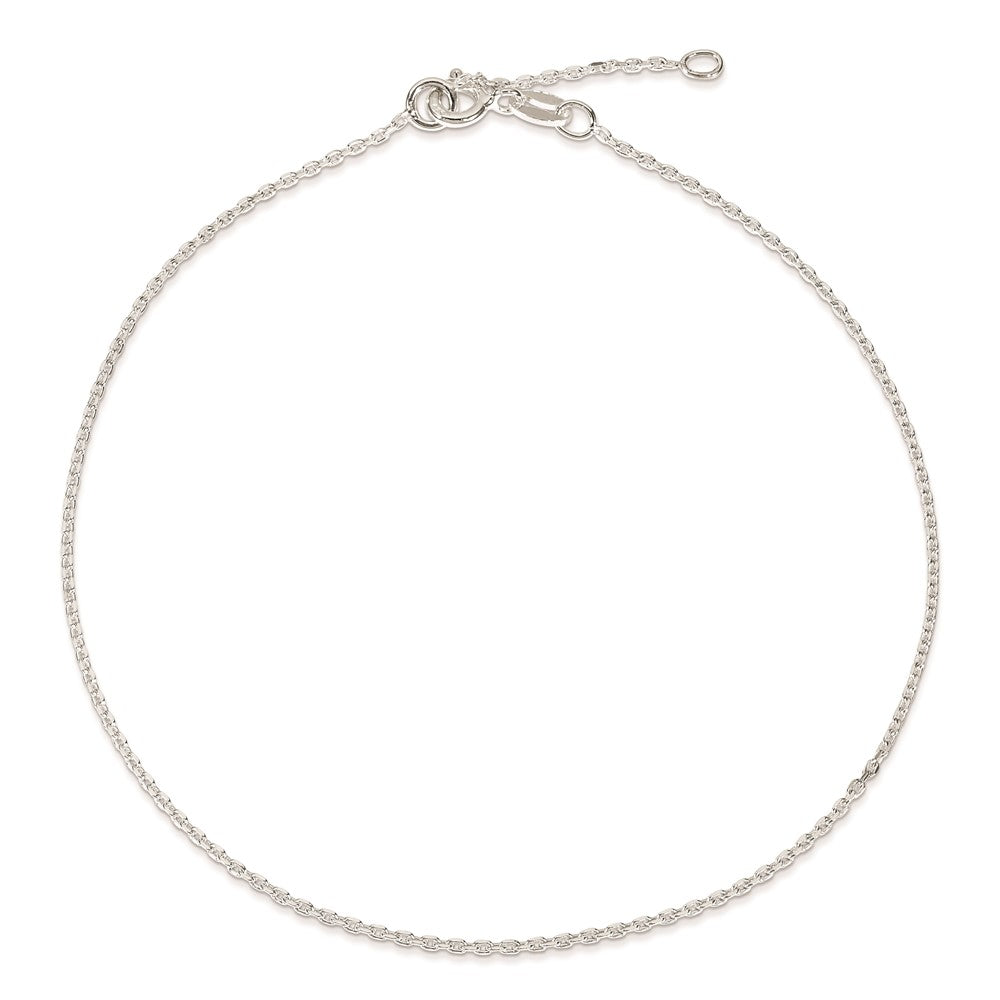 Sterling Silver 1mm Cable Chain 9 inch Plus 1 inch Extender - Total 10 inch Anklet