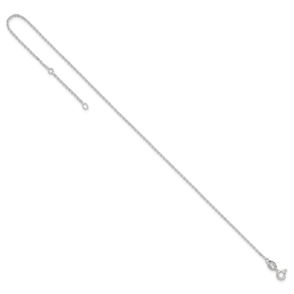 Sterling Silver 1mm Cable Chain 9 inch Plus 1 inch Extender - Total 10 inch Anklet