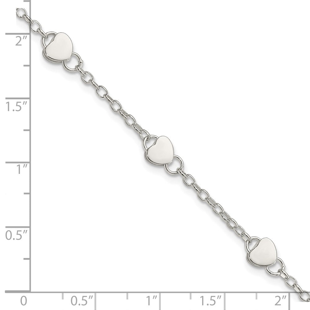 Sterling Silver Heart Childs 6 Inch Plus 1 Inch Ext. Bracelet