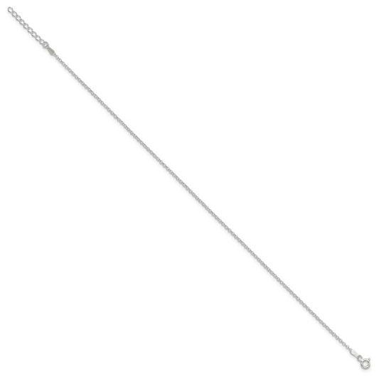 Sterling Silver 1.5mm Rolo Chain 9 inch Plus 1 inch Extender - Total 10 inch Anklet