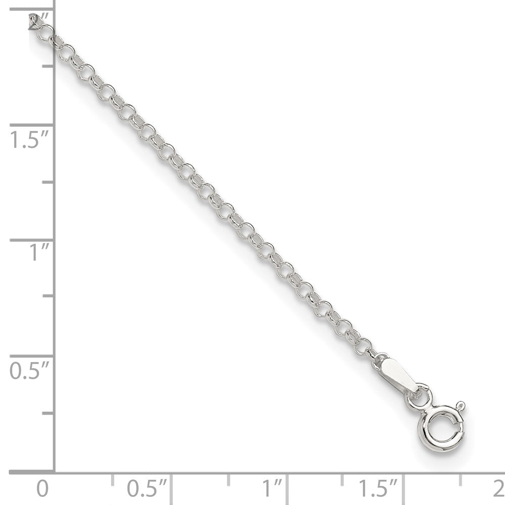 Sterling Silver 2mm Rolo Chain 9 inch Plus 1 inch Extender - Total 10 inch Anklet