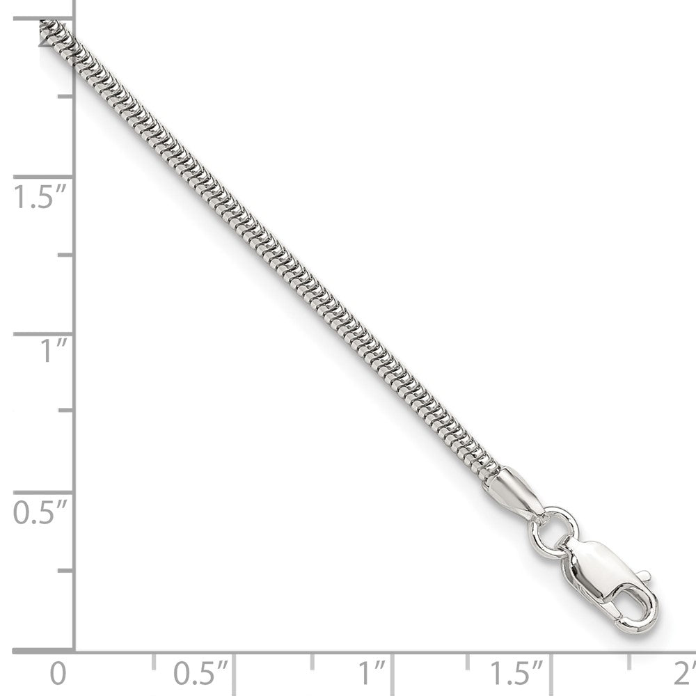 Sterling Silver 2mm Snake Chain 9 inch Plus 1 inch Extender - Total 10 inch Anklet