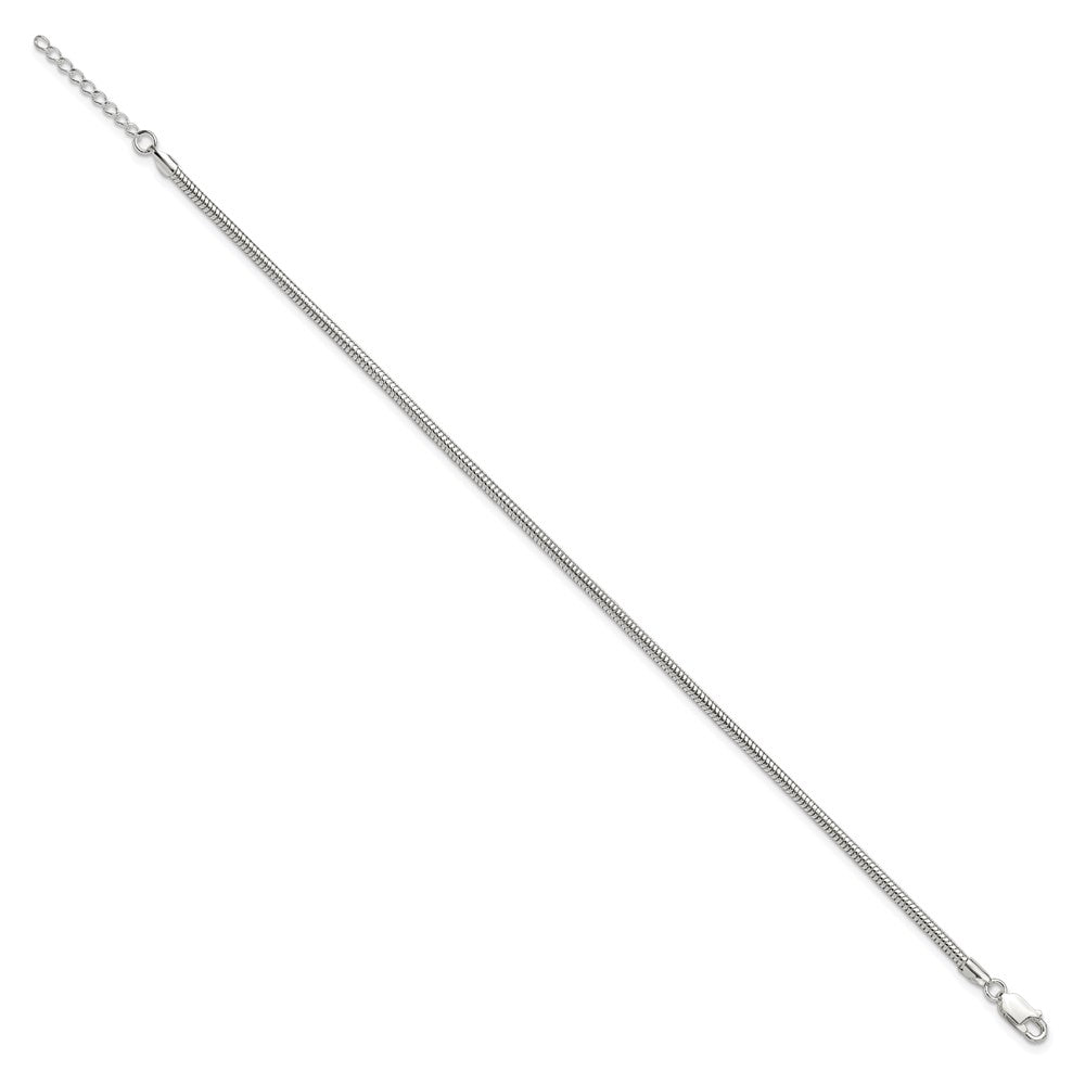 Sterling Silver 2.5mm Snake Chain 9 inch Plus 1 inch Extender - Total 10 inch Anklet