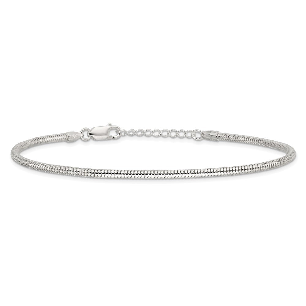 Sterling Silver 2.5mm Snake Chain 9 inch Plus 1 inch Extender - Total 10 inch Anklet
