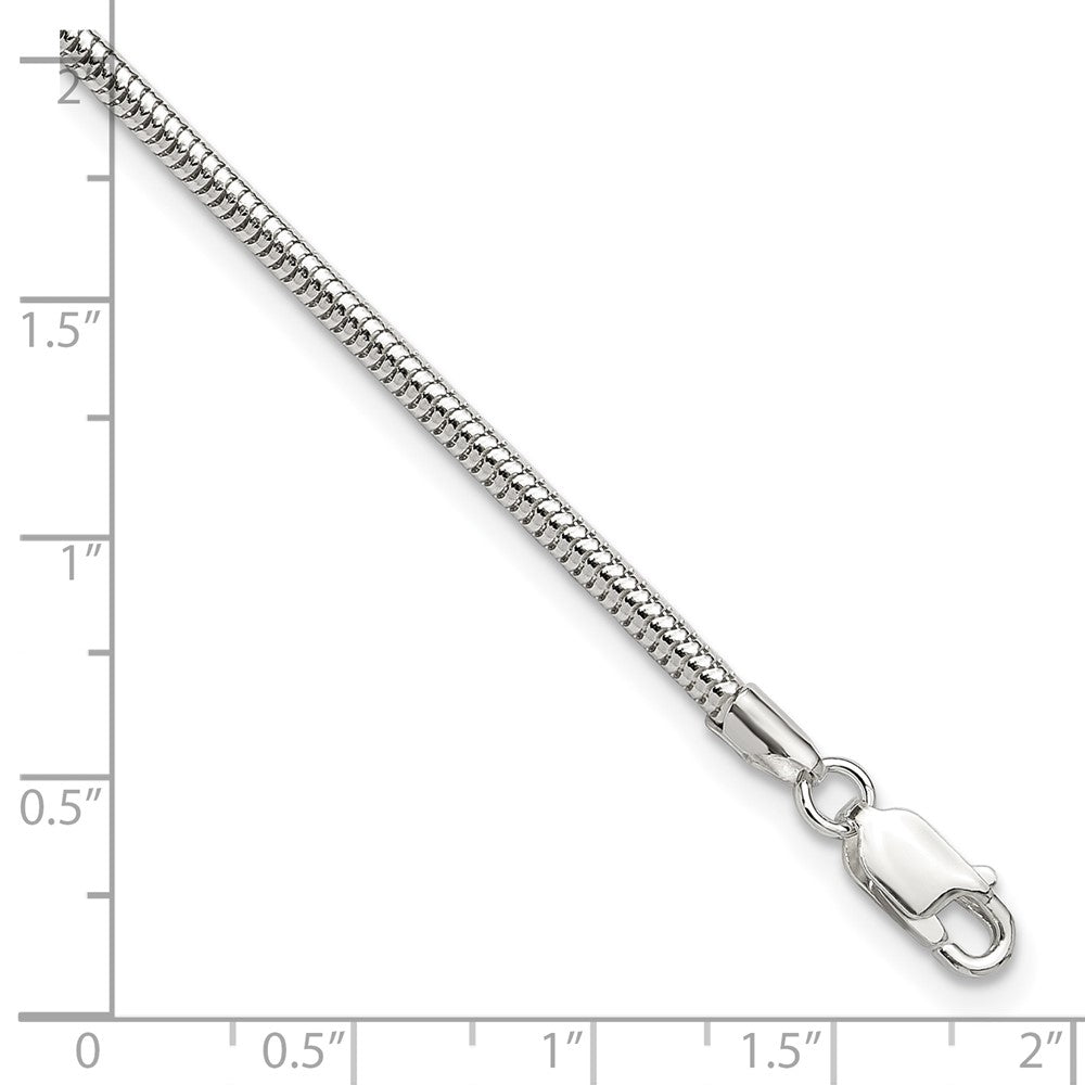 Sterling Silver 2.5mm Snake Chain 9 inch Plus 1 inch Extender - Total 10 inch Anklet