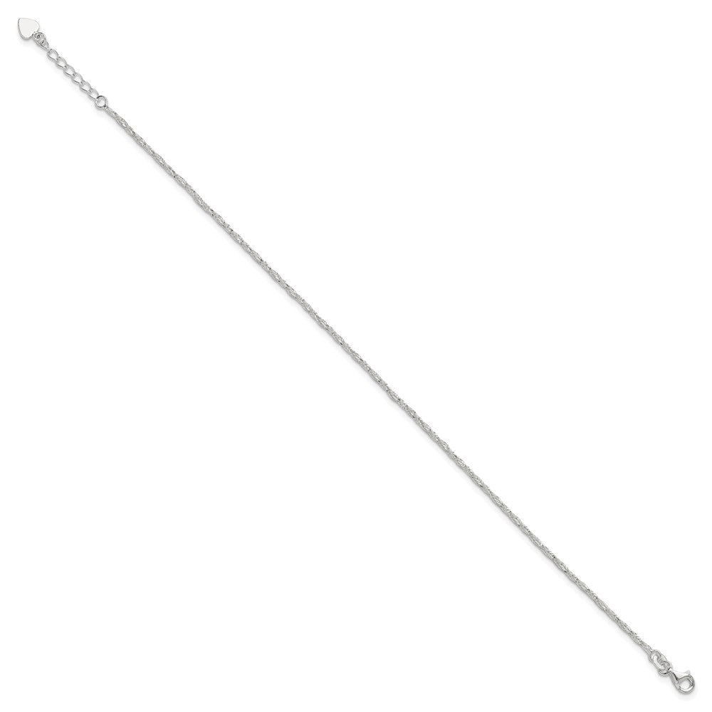 Sterling Silver Fancy Chain 9 inch Plus 1 inch Extender - Total 10 inch Anklet