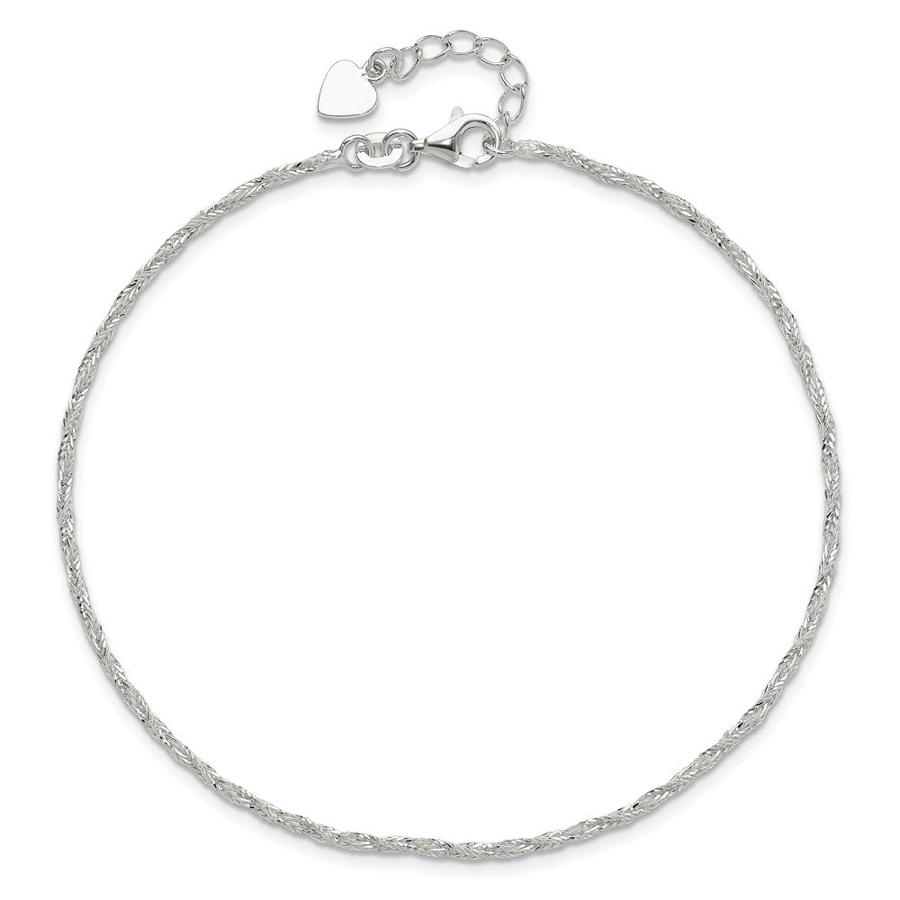 Sterling Silver Fancy Chain 9 inch Plus 1 inch Extender - Total 10 inch Anklet