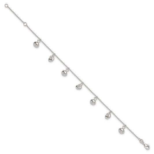 Sterling Silver Sea Shells 8 inch Plus 1 inch Extender - Total 9 inch Anklet