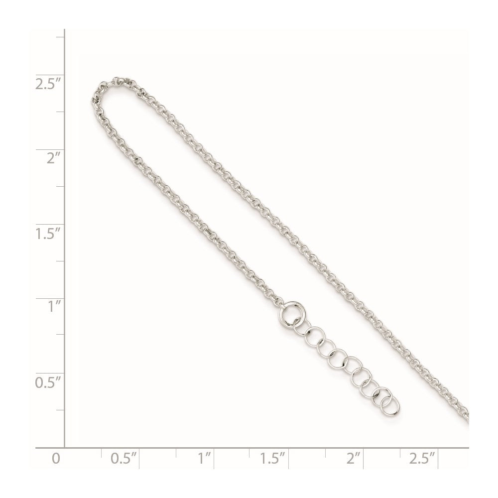 Sterling Silver 1.5mm Rolo Chain 9 inch Plus 1 inch Extender - Total 10 inch Anklet
