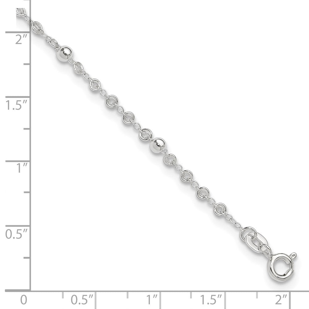 Sterling Silver Beads 10 inch Plus 1 inch Extender - Total 11 inch Anklet